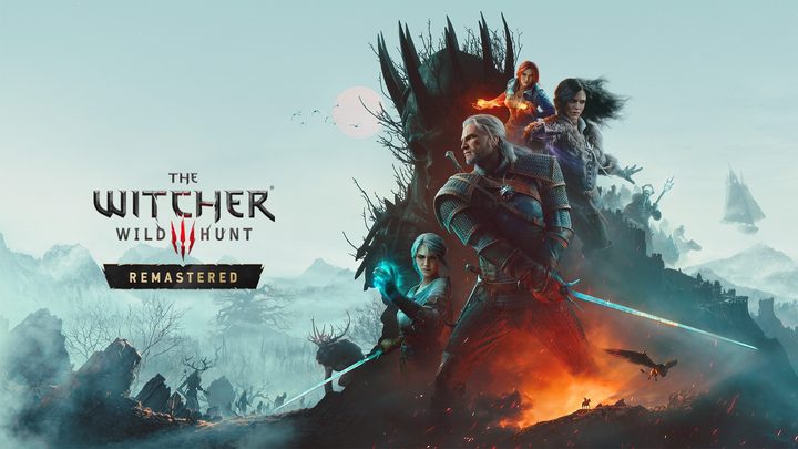 Arte oficial de The Witcher 3: Wild Hunt Remastered con Geralt, Ciri, Yennefer y Triss